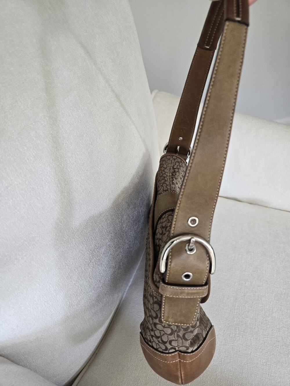 Vintage Coach Soho Signature Brown Canvas and Leather Shoulder Bag - Picture 13 of 14